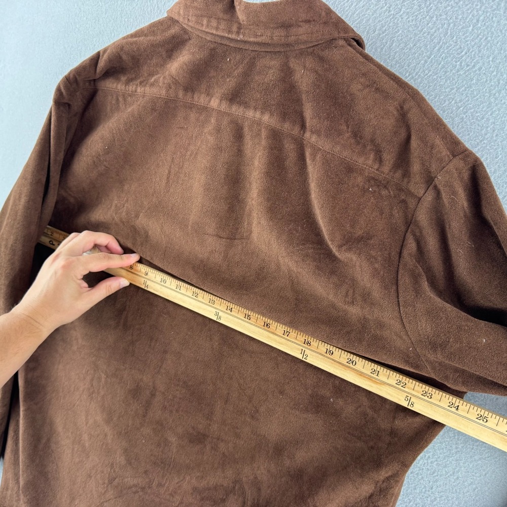 Vintage 70s Lee Shirt Mens Large Brown Velvet Western Button Up Long Sleeve - Picture 12 of 16